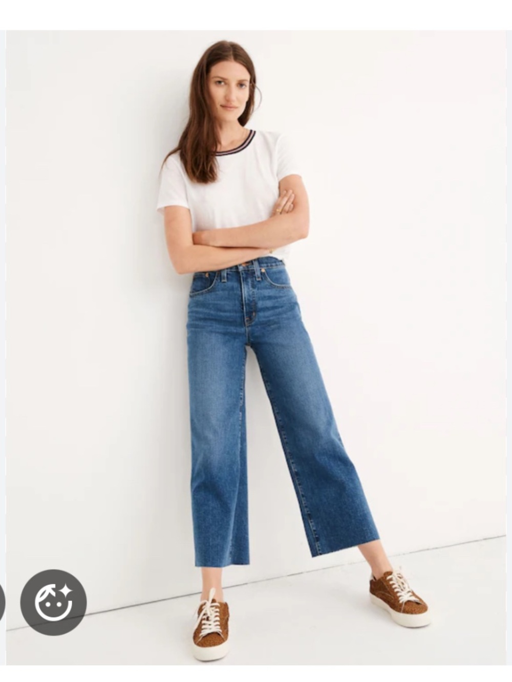 Madewell medium blue slim wide leg crop jeans 24